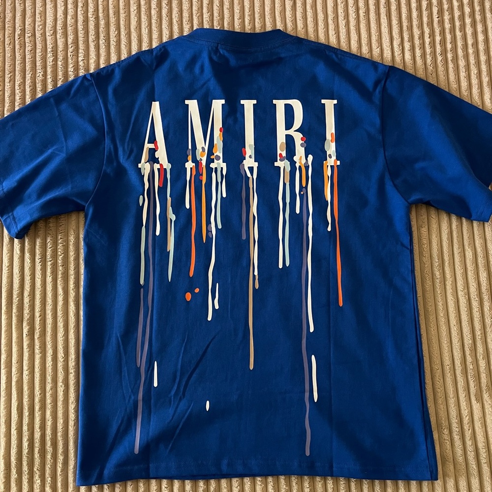 AMIRI Blue Short Sleeve Tee with Logo